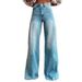 Women's Pink Floral Leopard Print Wide Leg Jeans, High Waist Casual Loose Fit Denim Pants, Trendy Flared Trousers For Daily Streetwear, Vacation & Wee_ecoleips.com
