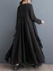 Black Vintage Pleated Ruffles Dresses For Women Autumn New Long Sleeve Loose Casual Dress Vestidos Fashion Elegant Clothes 2025_ecoleips.com