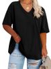 Summer Women's V Neck T-Shirt Loose Short Sleeve Style Fashion Top Casual Streetwear For Women_ecoleips.com