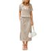 Women's Clothing Summer New Arrival Women's 2-Piece Set Casual Lapel T-Shirt And Slit Skirt_ecoleips.com