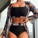 Women's Strapless Mesh Swimsuit Cover Up Three Piece Bikini Sexy Beachwear For Spring/Autumn Summer Winter_ecoleips.com