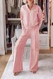 Effortless V-Neck Lounge Set – Flowy Long-Sleeve Top & Wide-Leg Pants (S-5XL, 7 Colors)_ecoleips.com