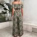 Vacation Style Jumpsuit Summer Women's Printed Off-Shoulder Top And Wide-Leg Pants Set_ecoleips.com