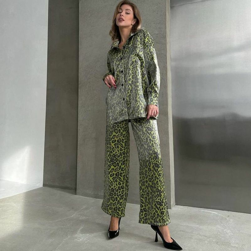 Women's clothing fashion casual suits for women leopard print spring ladies long-sleeved trousers women's clothing two-piece suit_ecoleips.com