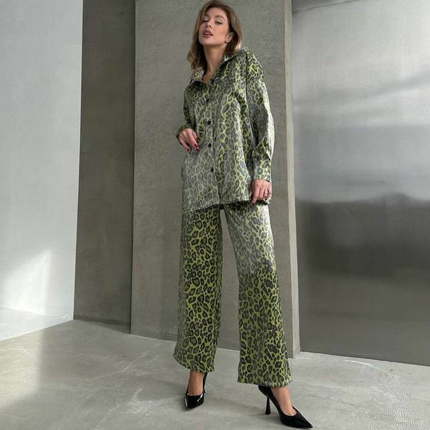 Women's clothing fashion casual suits for women leopard print spring ladies long-sleeved trousers women's clothing two-piece suit_ecoleips.com