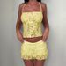Hot Sexy Lace Set Backless One-Piece Tie Vest + Low-Waist Cake Skirt Women's Fashion_ecoleips.com