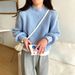 Women's Korean Style Casual Loose Knit Sweater Lantern Sleeve Soft Chic Design Pullover for Autumn Winter_ecoleips.com