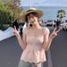 Cross-border Summer New Sweet Y2K Lace Hollow Embroidered French Floral Short-sleeve Fashion Top Women's Vest_ecoleips.com