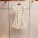 Women's French Lace Daisy Dress - Water Soluble Lace, V-Neck With Flutter Sleeves (Elegant Summer Dress)_ecoleips.com