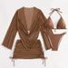 Women's Clothing Two-Piece Swimsuit Sexy Tie-Up Bikini Set With Light Gauze Cover Up_ecoleips.com