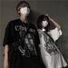 Harajuku Retro Style Hip Hop Street Trend Letter Print Top Men's And Women's Summer Crew-neck Loose Short-sleeved T-shirt_ecoleips.com