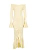 AD569 Fashionable Sexy 2025 Autumn New Arrival Elegant And Sophisticated Bell Sleeve Waist-Cinching Design Pleated Dress_ecoleips.com