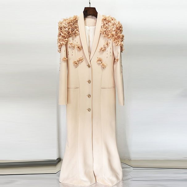 Women’s Clothing Spot Celebrity Fashion Heavy Beaded Three Dimensional Green Fruit Collar Dress Long Dress_ecoleips.com