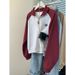 Korean-style Real-shot Spring And Autumn Half-zip Polo Collar Sweatshirt Jacket For Plus-size Women, Casual Embroidered_ecoleips.com
