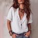 Women's 100% Cotton Pleated V Neck Casual Shirt Top New Arrival Bestselling_ecoleips.com