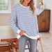 Women's Clothing Autumn And Winter New Tk Oversized Loose Casual Striped Sweatshirt_ecoleips.com