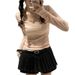 Summer American V-neck Long Sleeved T-shirt Women, Sun Protection Cover Up Lazy And Thin Air-conditioned Shirt, Paired_ecoleips.com