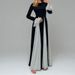 K New Women's Elegant And Casual Low Neck Contrasting Patchwork Camisole Dress_ecoleips.com