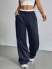 Spring Summer New High-Waisted Spliced Trousers Women's Casual Loose Straight Drape Design Fashionable Bottoms_ecoleips.com