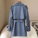 Trench Coat For Women – Slim-Fit Double-Breasted Mid-Length Coat In Dusty Blue/Khaki/Sage Green (M-2XL)_ecoleips.com