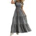 Women's Long Dress V Neck High-Waisted Floral Print Layered Short Sleeve Elegant_ecoleips.com