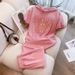 Women's Clothing Pink sports suit for women summer 2023 new high-end fashion versatile loose short-sleeved two-piece suit_ecoleips.com