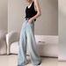 JWUNIQUE Vintage Washed High-Waisted Jeans For Women, New Loose Fit Slimming Straight Wide-Leg Floor-Length Pants_ecoleips.com