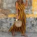 Women's Clothing Summer Hot Sale Ladies Fashion Striped Print Mid Length Sleeveless Dress_ecoleips.com