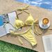 Women's Floral Print Halter Bikini Set Adjustable Tied Triangle Top & Classic Bottom Swimsuit_ecoleips.com