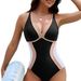 Aria Basics Cross-Border One-Piece V-Neck Gathered Waist Slimming Bikini Foreign Trade European And American Swimsuit For_ecoleips.com