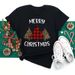 Merry Christmas Tree Santa Claus Plus Size Casual White T-Shirt With Simple Lettering Short Sleeve For Women_ecoleips.com
