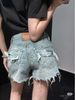 Summer Denim Shorts for Women High-Waisted Slimming Straight Leg with Letter Design And Frayed Edges Niche Correct Version 2026_ecoleips.com