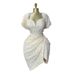Women's Clothing Autumn And Winter New Temperament V Neck Jacquard Short High Waist Short Sleeved Dress_ecoleips.com