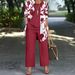 Women's Clothing Floral Print Three-Piece Set – Long-Sleeve Shirt, Vest & Pants (Navy, Black, Burgundy, Orange, Dark Green, Graphite, Olive)_ecoleips.com