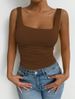 Summer Essential Sleeveless Crop Top For Women - Stretchy Square Neck Ribbed Vest | Lightweight Breathable Fabric_ecoleips.com