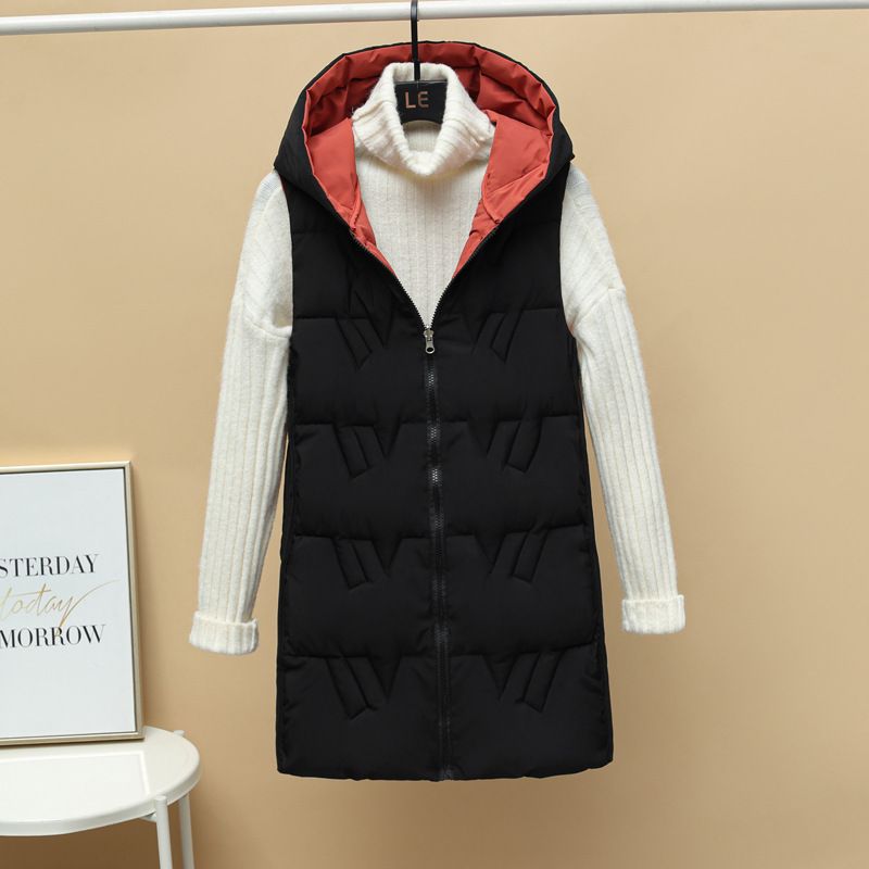 Reversible Quilted Vest For Women – Hooded Longline Puffer Gilet With Pockets_ecoleips.com