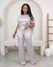 Women's Sequined Solid Color Two Piece Set Short Sleeved Trousers International Station Spring Summer New_ecoleips.com