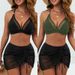 Women's Clothing New Swimsuit Suit Solid Color Mesh Splicing Drawstring Skirt Backless Sexy Bikini Split Swimsuit_ecoleips.com