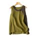 Women's Clothing Linen Color Matching Vest Button Decoration Contrast Color Linen Literary Retro New Thin High Technology Breathable_ecoleips.com
