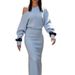 European And American Sexy Women's Clothing, New Off-shoulder Long-sleeve Slim Elegant Dress For_ecoleips.com