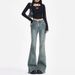 Flash Sale Direct Supply: Spring/Summer Designer Frayed Hem Micro Flare Jeans For Women, Slimming Patchwork Floor-Length_ecoleips.com