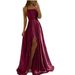 Women's Clothing Long Dress Slim Off Shoulder Prom Host Formal Dress Simple Sexy Slit_ecoleips.com