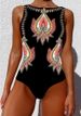 Women's Clothing abstract pattern printed swimsuit female INS style backless sexy _ecoleips.com