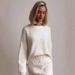 Women's Clothing Cozy Loose Knit Sweater With Lace Crochet Detail, Long Sleeve Pullover Top For Women - White/Grey (S/M/L)_ecoleips.com
