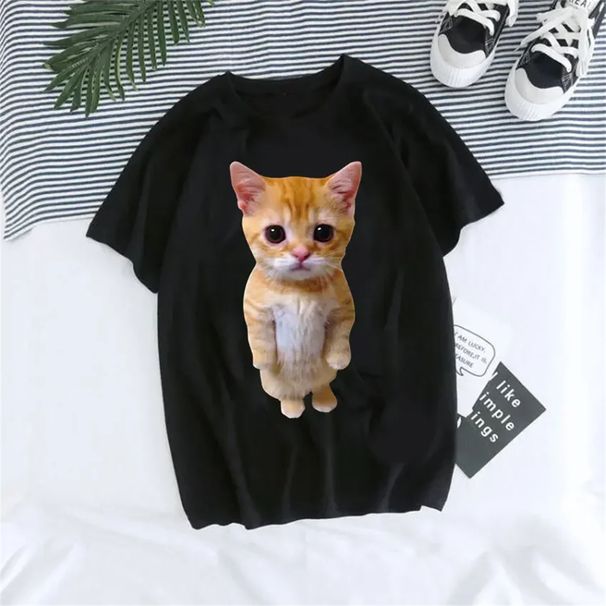 El Gato Meme Sad Crying Cat Munchkin Kitty Meme Print T Shirt Male T-shirts Men Oversized Tees Harajuku Streetwear._ecoleips.com