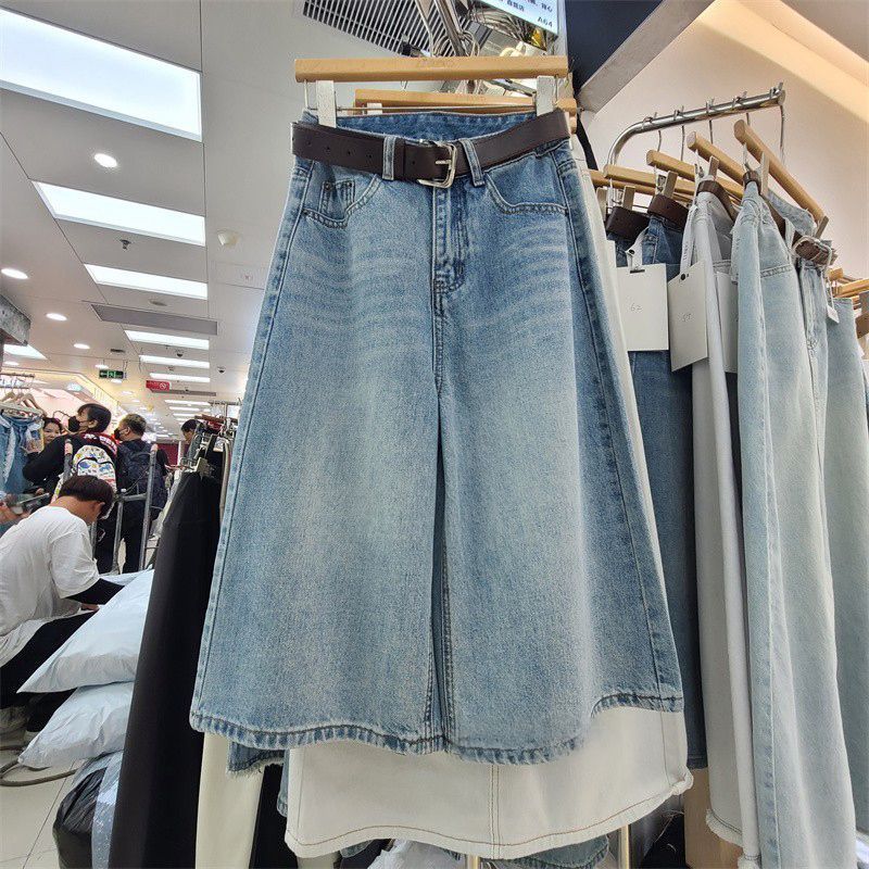 Women's High-Waisted Wide Leg Cropped Jeans Slimming Loose Fitting Mid-Length Straight Leg Retro Style Summer 2025 New_ecoleips.com