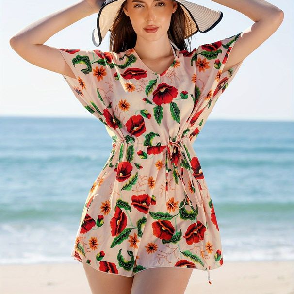 Women's Sexy Bikini Cover-Up Beach Shirt Long Sleeve Sun Protection Swimwear Tunic Loose Fit Summer Fashion"_ecoleips.com