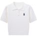 Women's Summer New Slim Fit Short Knit Top With Embroidered Bear Cable Knit Collar Sweater Versatile Top_ecoleips.com