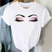 Euroean And American Cross-border Foreign Trade Clothing, Sexy Eyelash Rint Round-neck Short-sleeve Women's T-shirt_ecoleips.com