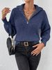 Women's Clothing Zip-Up Polo Neck Knit Sweater - Breathable Polyester Blend Casual Pullover With Ribbed Detailing_ecoleips.com